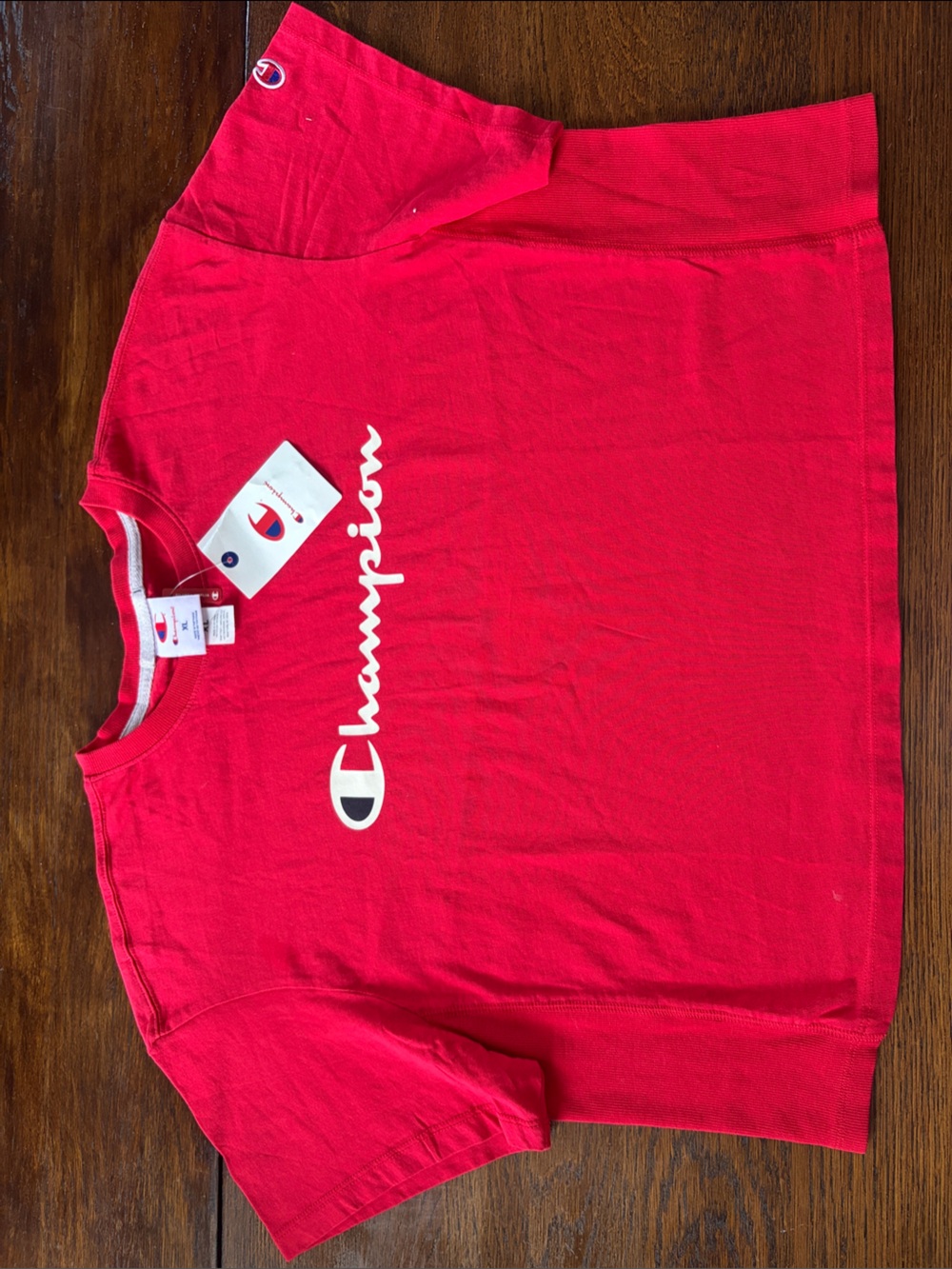 Champion Red Script Logo Crop Tee - Picture 2 of 3